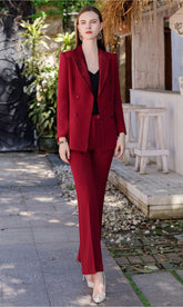 Regal Ruby Tailored Blazer and Dress Ensemble